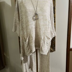 Free People Melange High Low Knit Tunic in Oatmeal oversized small